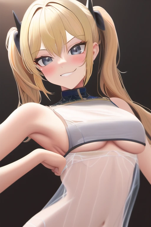 [NovelAI] Oil painting Under boob See-through Grinning Twin tails [Illustration]
